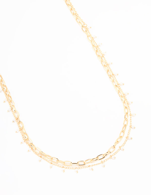 Gold Pearl & Chunky Chain Waist Chain
