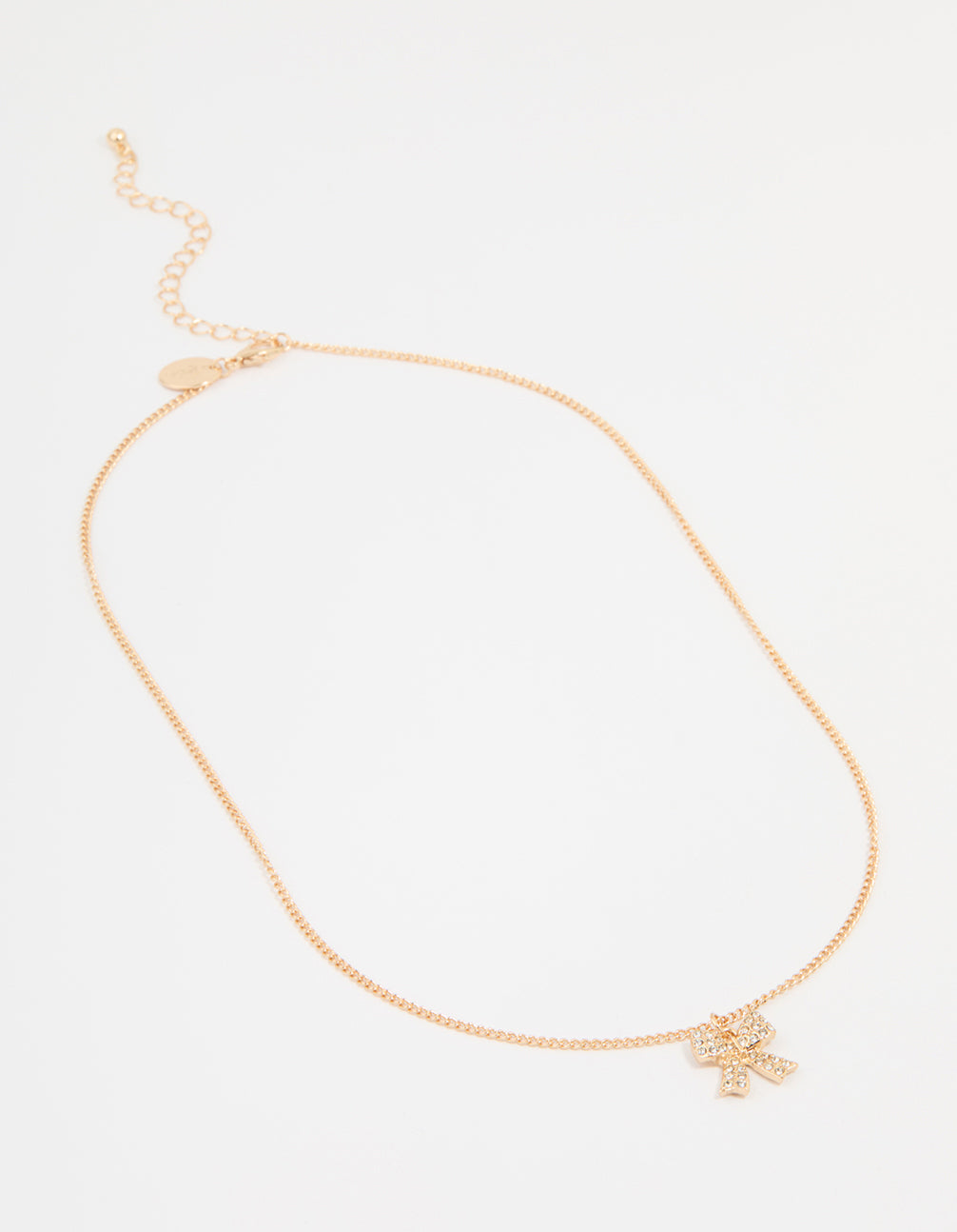 Gold Diamante Bow Necklace