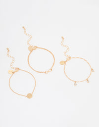 Gold Diamante Infinity Circle Bracelets 3-Pack - link has visual effect only