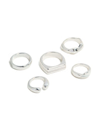 Silver Chunky Mixed Ring 8-Pack - link has visual effect only