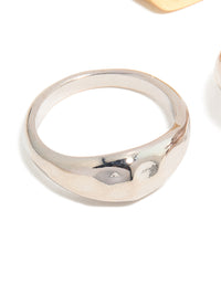 Mixed Metal Hammered & Twisted Rings 5-Pack - link has visual effect only