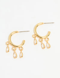 Gold Plated Cubic Zirconia Trio Droplet Hoop Earrings - link has visual effect only