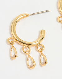 Gold Plated Cubic Zirconia Trio Droplet Hoop Earrings - link has visual effect only
