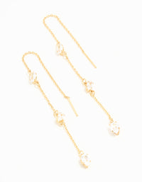 Gold Plated Cubic Zirconia Oval Thread Through Earrings - link has visual effect only