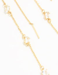 Gold Plated Cubic Zirconia Oval Thread Through Earrings - link has visual effect only