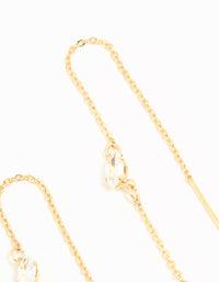 Gold Plated Cubic Zirconia Oval Thread Through Earrings - link has visual effect only