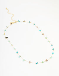 Gold Plated Semi Precious Stones Station Necklace - link has visual effect only