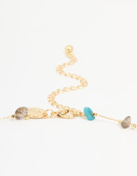 Gold Plated Semi Precious Stones Station Necklace - link has visual effect only