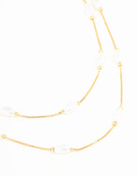 Gold Plated Pearl Layered Necklace - link has visual effect only