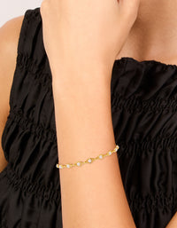 Gold Plated Pearl Twisted Toggle Bracelet - link has visual effect only