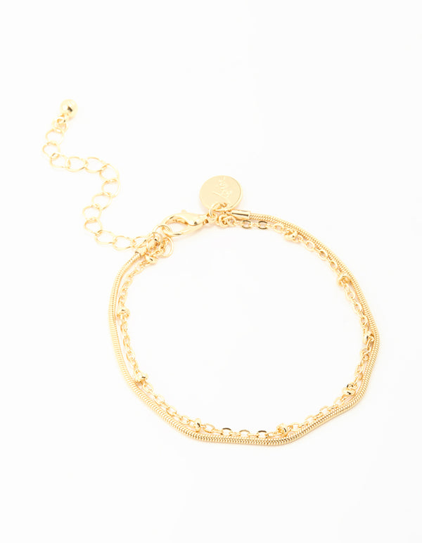 Gold Plated Ball Layered Bracelet