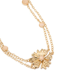 Gold Pink Gem Flower Layered Belt - link has visual effect only