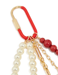 Pearl Beaded Heart & Star Key Chain - link has visual effect only