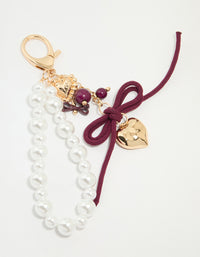 Beaded Heart Pearl Rope Key Chain - link has visual effect only