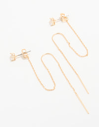 Gold Cubic Zirconia Threader Drop Earrings - link has visual effect only