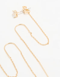 Gold Cubic Zirconia Threader Drop Earrings - link has visual effect only