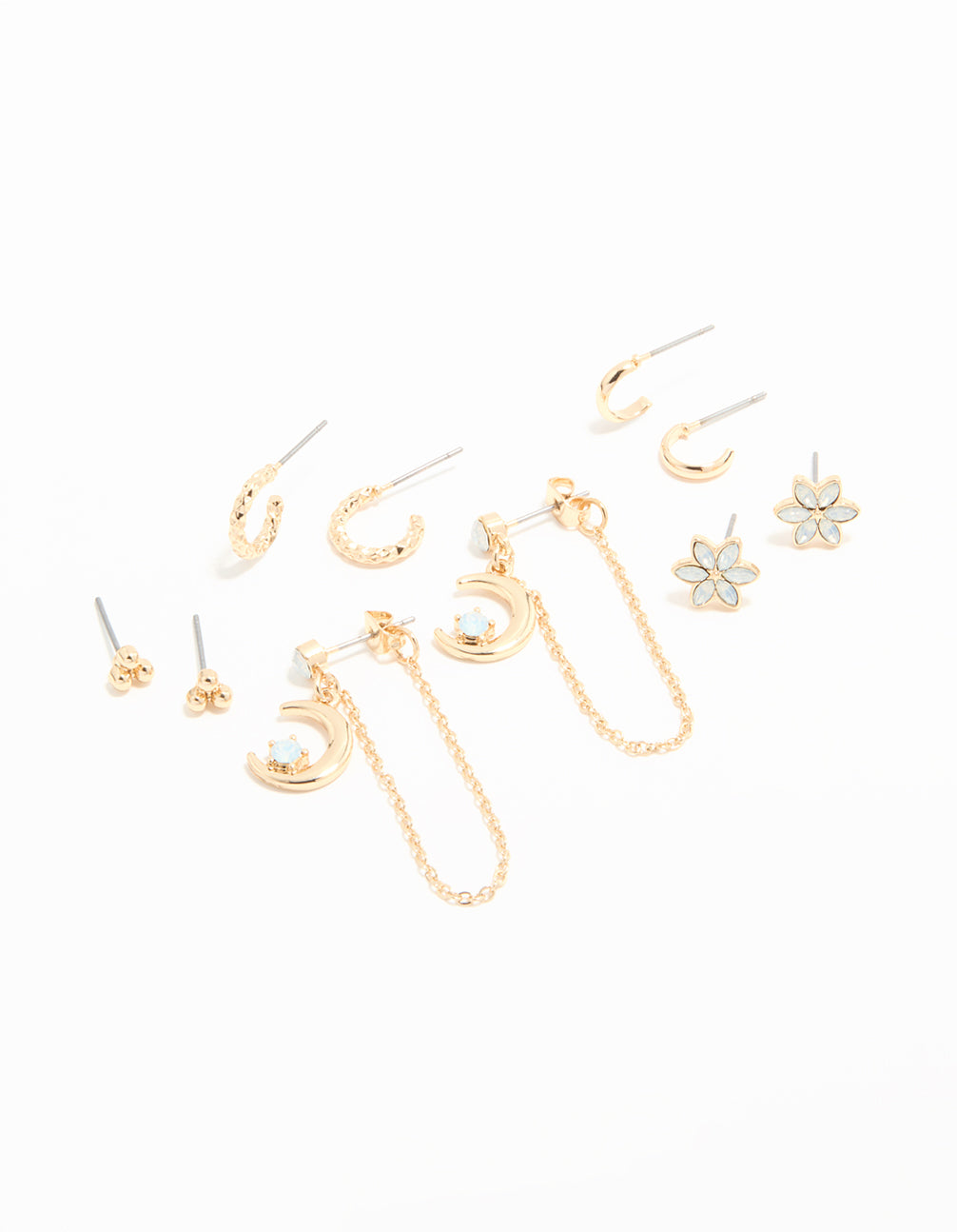 Gold Celestial Stacker Earrings 5-Pack
