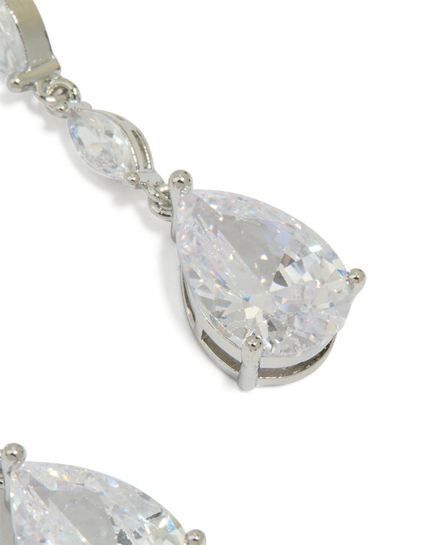 Silver Cubic Zirconia Teardrop Earrings