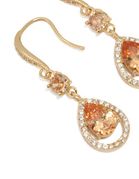 Gold Cubic Zirconia Pear Drop Earrings - link has visual effect only