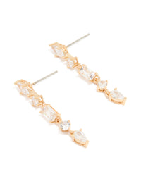 Gold Cubic Zirconia Long Drop Earrings - link has visual effect only
