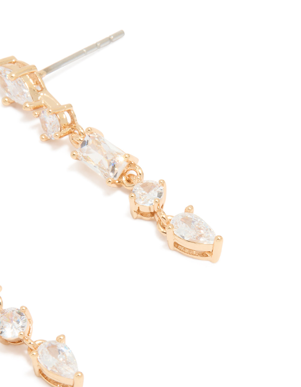 Gold Cubic Zirconia Long Drop Earrings