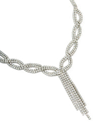 Silver Cubic Zirconia Circle & Tassel Necklace - link has visual effect only