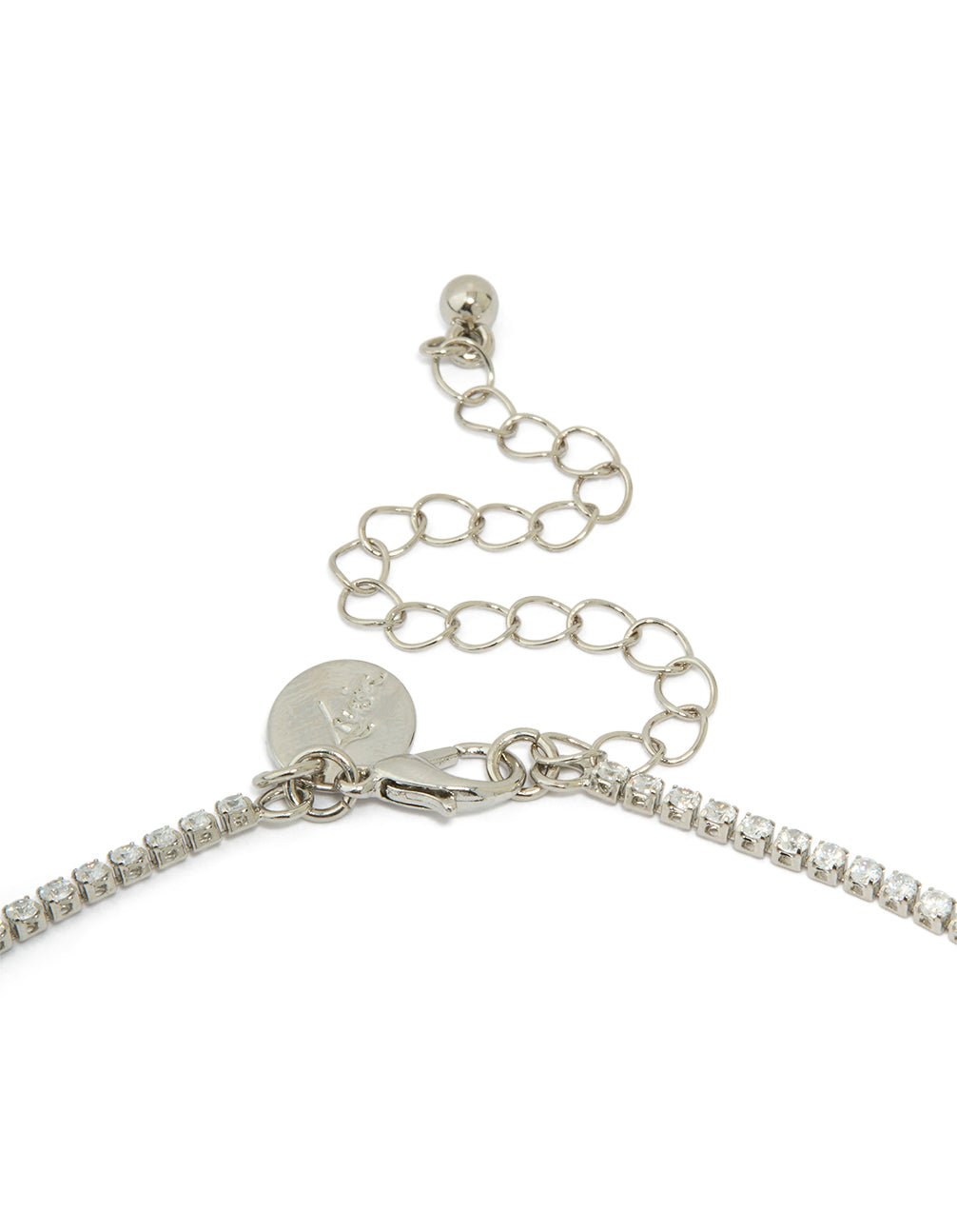 Silver Cubic Zirconia Circle & Tassel Necklace