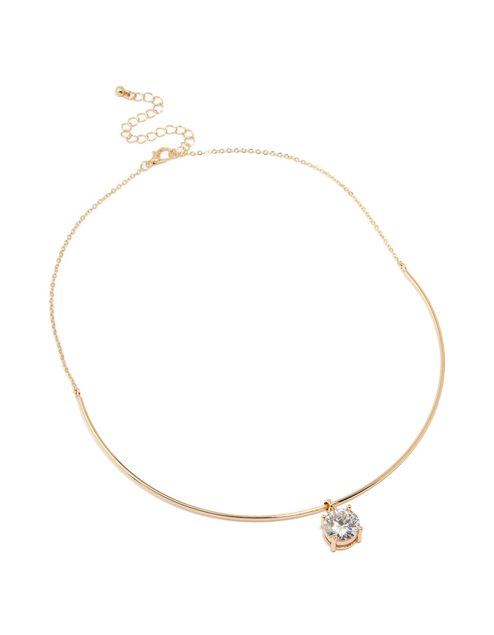 Gold Cubic Zirconia Round Pendant Necklace