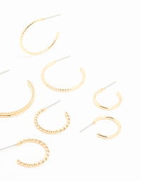 Gold Textured Hoop Earrings 6-Pack - link has visual effect only