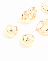 Gold Bubble Hoop & Stud Earrings 3-Pack - link has visual effect only
