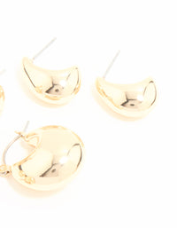 Gold Bubble Hoop & Stud Earrings 3-Pack - link has visual effect only