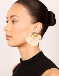 Gold Textured Flower Stud Earrings - link has visual effect only