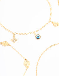 Gold Celestial Charm Choker Necklaces 5-Pack - link has visual effect only