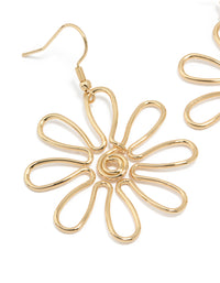 Gold Open Flower Drop Earrings - link has visual effect only