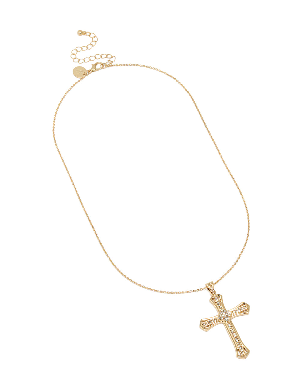 Gold Bold Diamante Cross Necklace