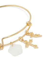 Gold Cross Flower Bangle - link has visual effect only