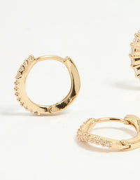 Gold Plated Brass Cubic Zirconia Wavy Earrings 2-Pack - link has visual effect only
