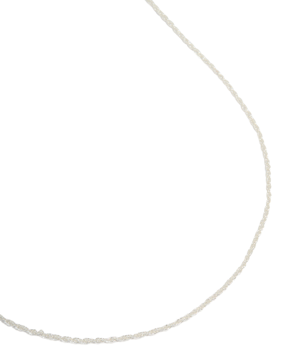 Silver Plated Brass Thin Twisted Chain Necklace