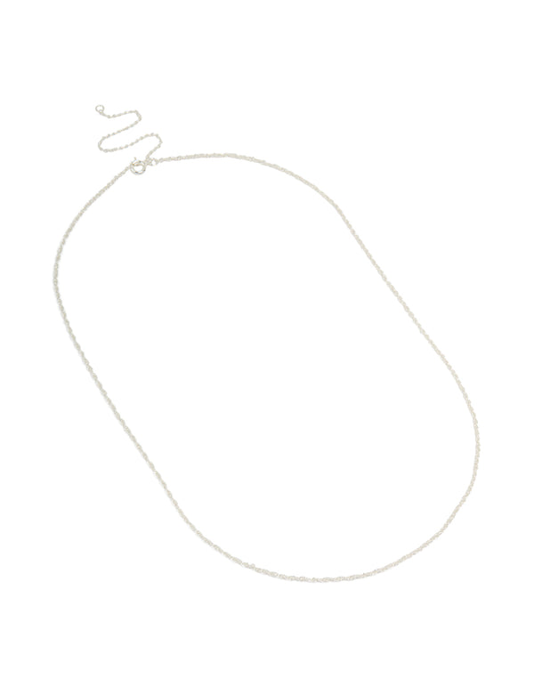 Silver Plated Brass Thin Twisted Chain Necklace
