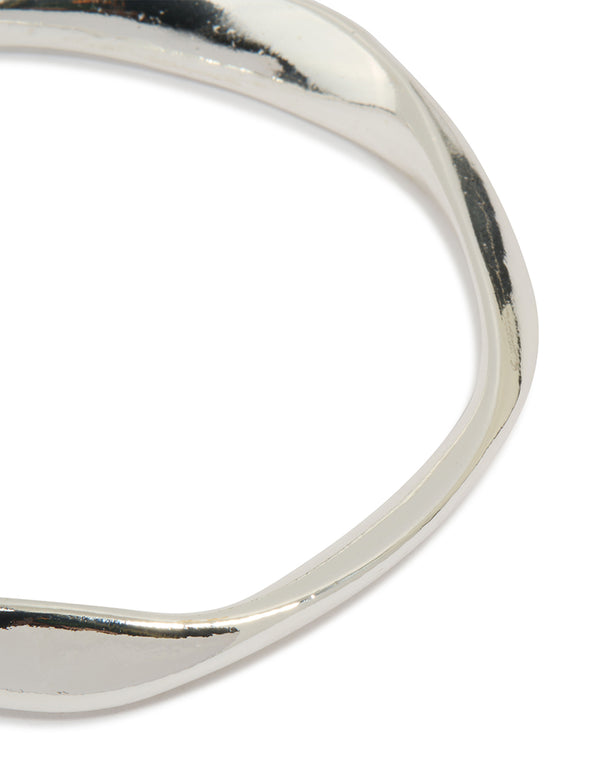 Silver Plated Brass Statement Wavy Bangle