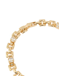 Gold Plated Brass Cubic Zirconia Square Alternating Tennis Bracelet - link has visual effect only