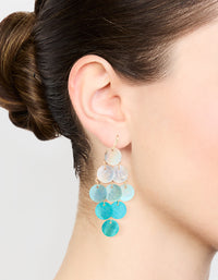 Gold Blue Genuine Shell Ombre Drop Earrings - link has visual effect only