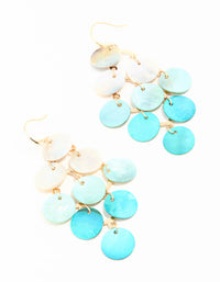Gold Blue Genuine Shell Ombre Drop Earrings - link has visual effect only