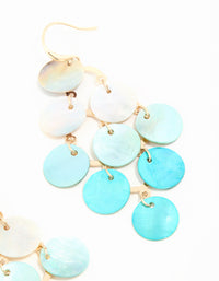 Gold Blue Genuine Shell Ombre Drop Earrings - link has visual effect only