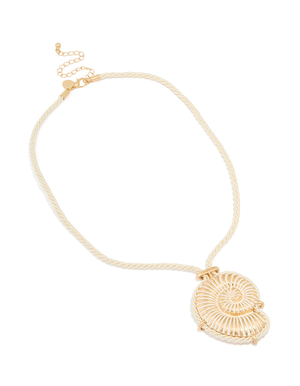 Gold Cord Shell Pendant Necklace