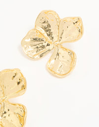 Gold Plated Textured Flower Stud Earrings - link has visual effect only
