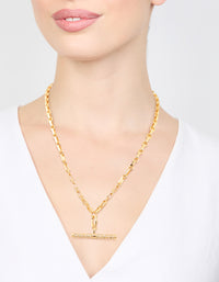 Gold Plated Diamante T-Bar Chain Necklace - link has visual effect only