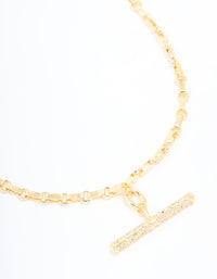Gold Plated Diamante T-Bar Chain Necklace - link has visual effect only