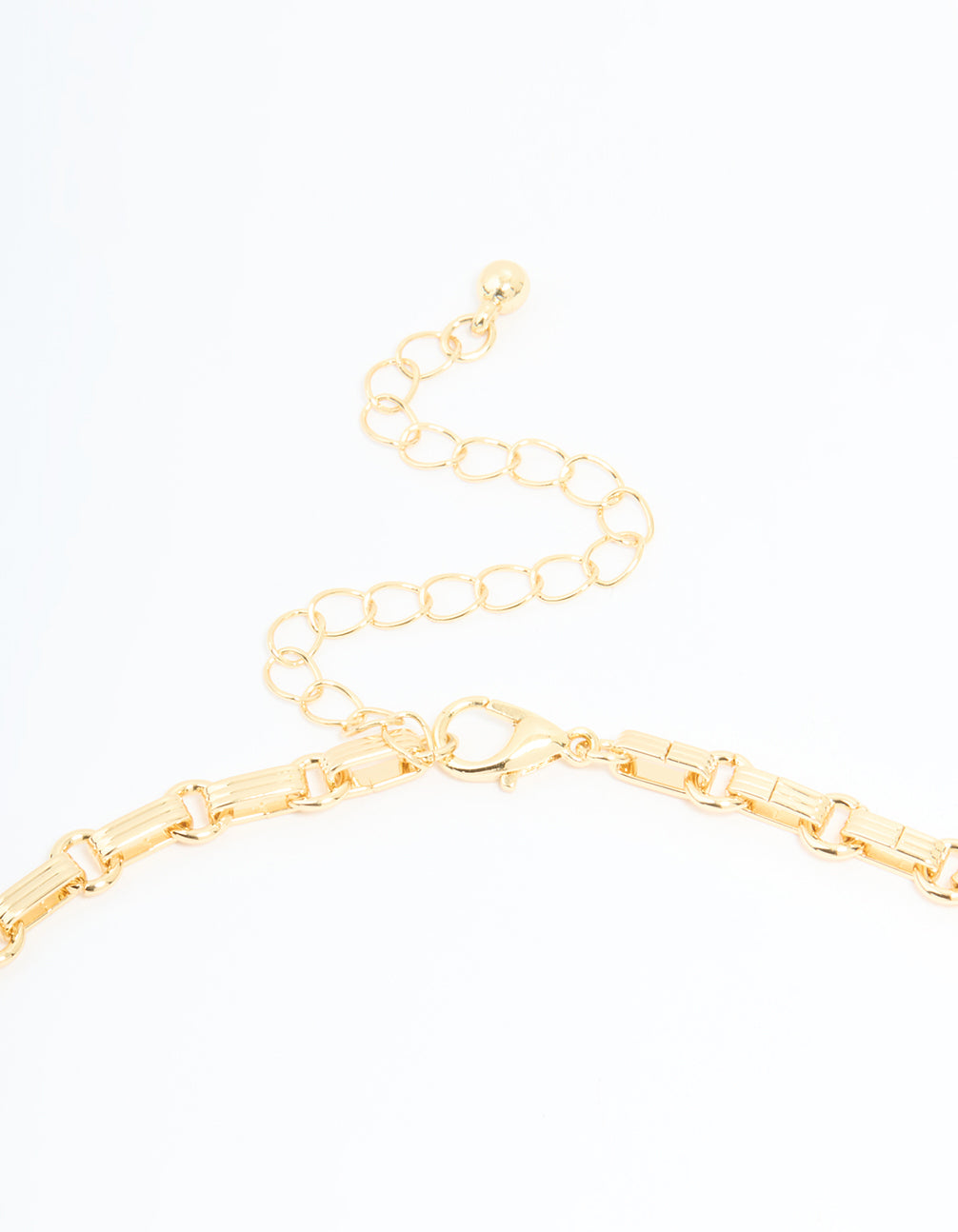Gold Plated Diamante T-Bar Chain Necklace