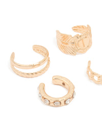 Gold Plated Thin Mixed Ear Cuffs 8-Pack - link has visual effect only
